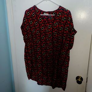 Pleione red poppy print blouse